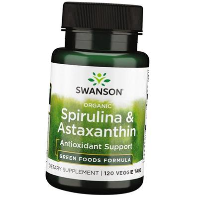 Органическая спирулина и астаксантин, Organic Spirulina & Astaxanthin, 120вегтаб (71280082)