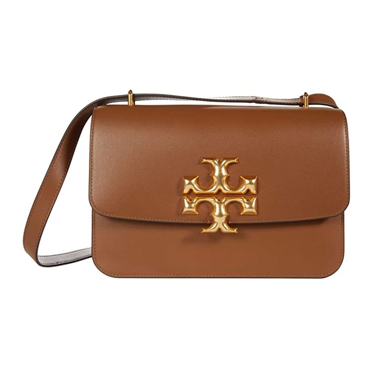 Tory Burch Eleanor Double T Large Logo Matte Flap Stitching Leather Shoulder Crossbody Bag Women bags Caramel-Brown 75003-909
