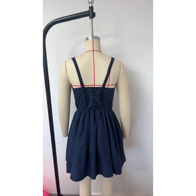 Модное элегантное кружевное платье с подтяжками, женское платье с открытой спиной для выпускного вечера, короткое женское плиссированное повседневное платье А-силуэта, женская одежда