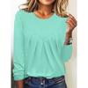 Daily Home Simple Elegant Women Pullover Top Wrinkled Base Shirt Long Sleeved T-shirt