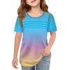 Children Fold T-shirts Short-sleeved Summer Round Collar Gradient Leisure Coat T-shirt