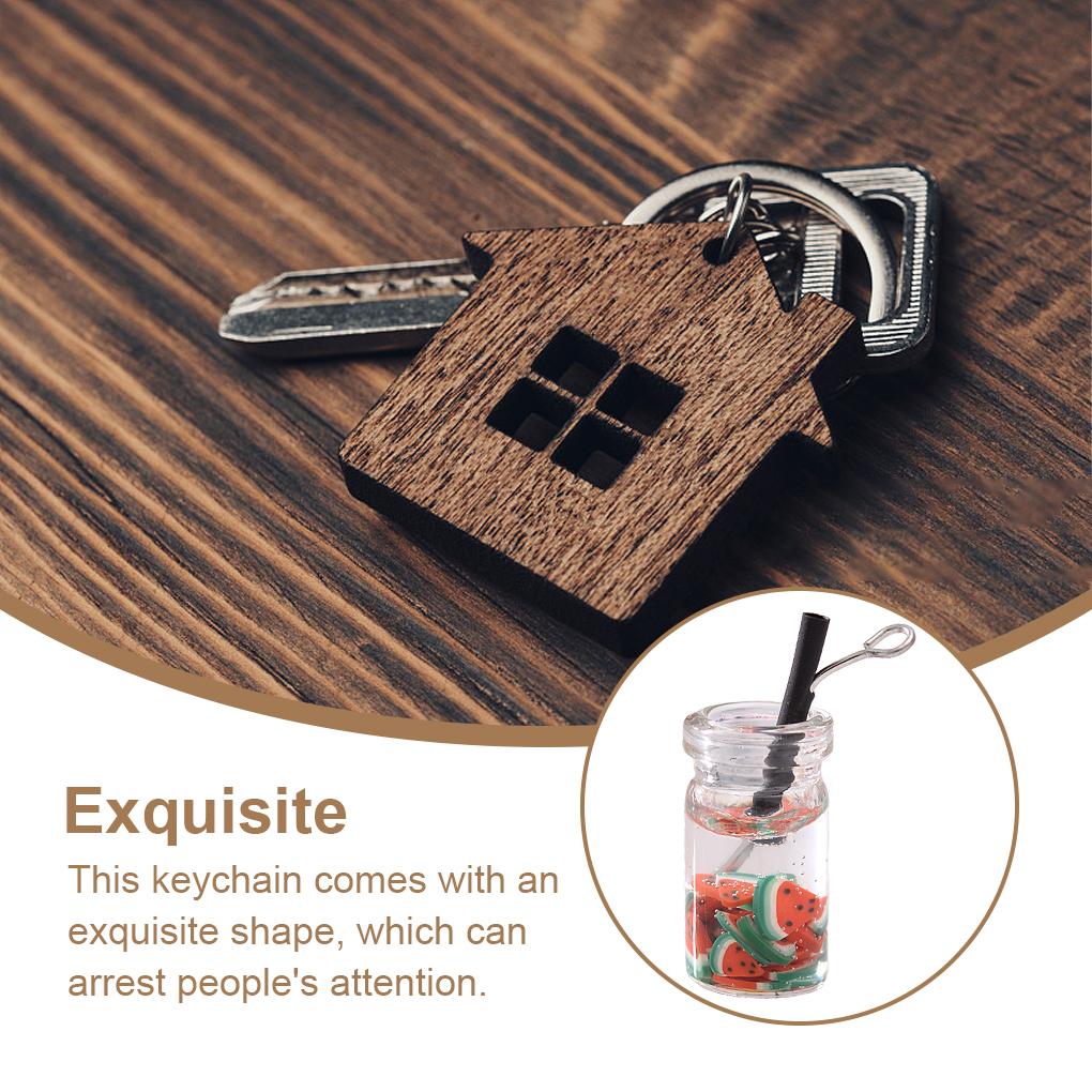 Брелок для ключей Многоцелевая серьга в форме фрукта Брелок для ключей DIY Стеклянные бутылки Изысканная клубника Многофункциональный брелок для поделок