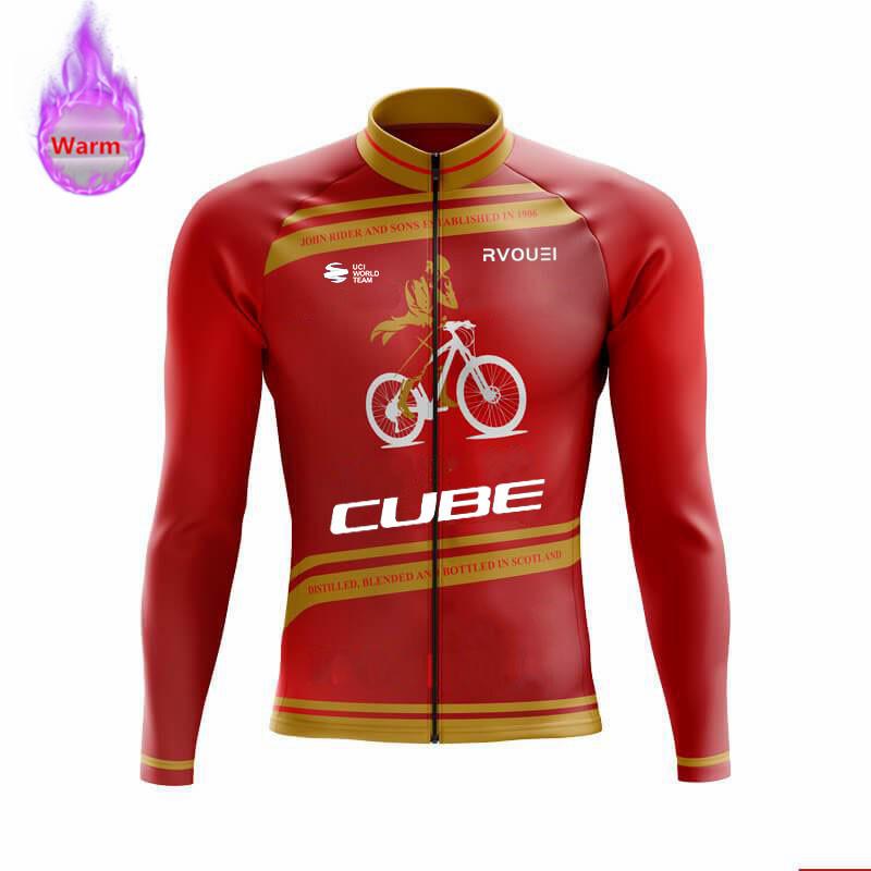 Winter Thermal Fleece Cycling Jersey Sports Bike Rvouei Cube Pro Team Mountian Bicycle Clothing Ropa Ciclismo Invierno Hombre