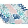Seashells Linen Placemat Anti Slip Tableware Pad Summer Beach Placemat  Table Decoration