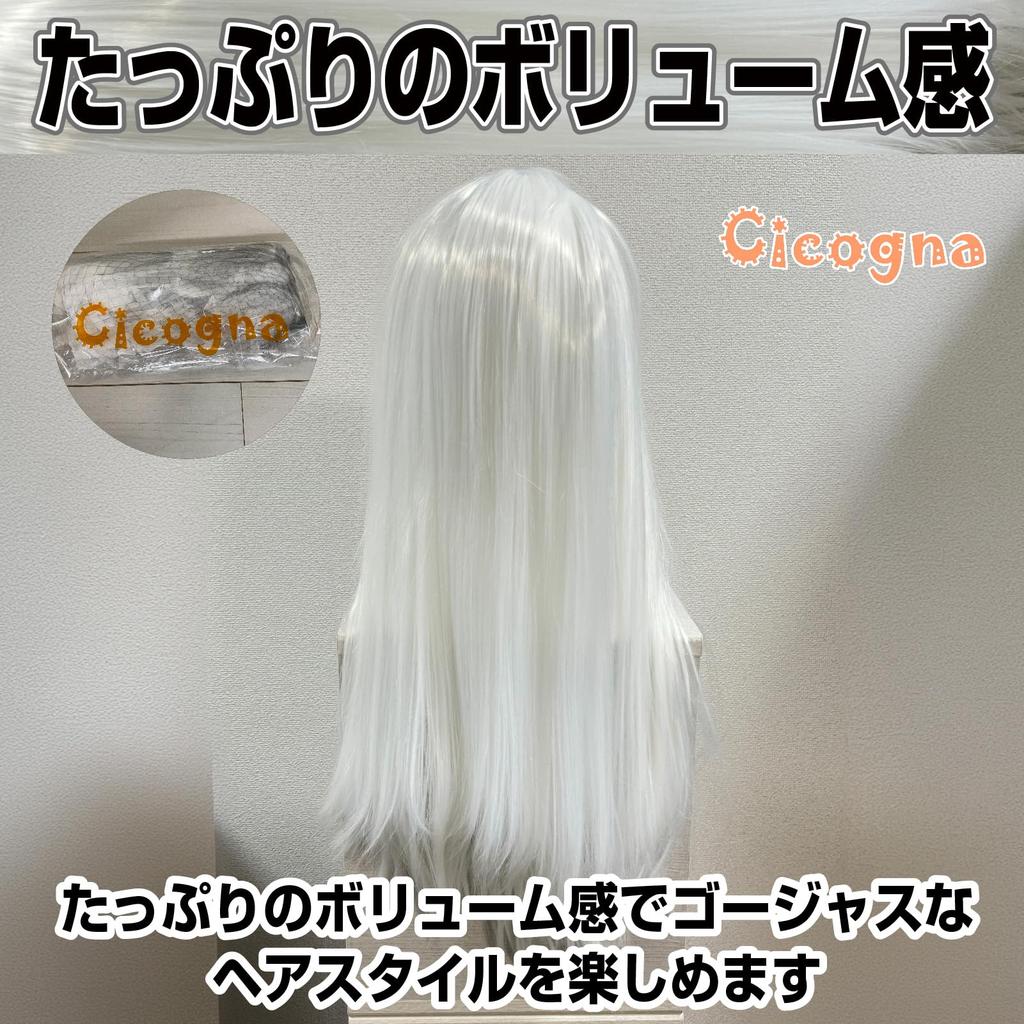 White Full With [Cicogna] Wig, Hair, White, Straight, Long, 70cm, Wig, Net, Silver-White, Bangs, Cosplay, Halloween, Costume, Women, Female,