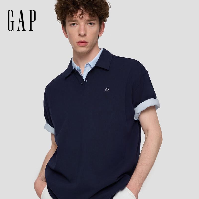 Gap Мужская летняя вышитая футболка-поло с медведем 2026