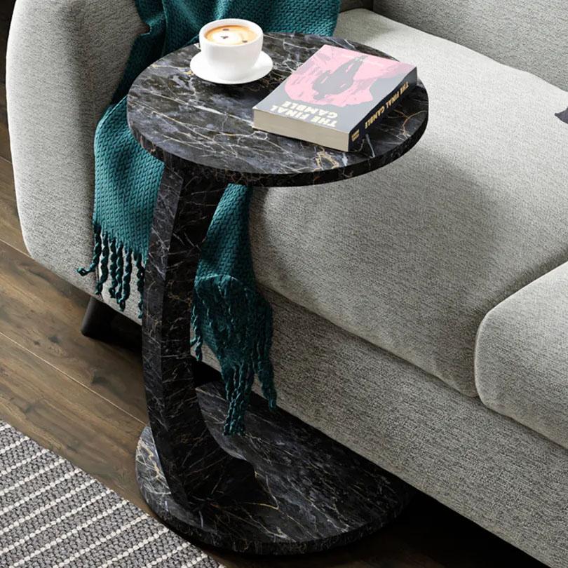 Кофейный столик на колесиках C, Мобильный передвижной диванный чайный столик для гостиной и спальни, Орех (E1 Эко Безопасный)