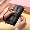 For iPhone 17 Wallet Case Rhombus Stitching Line PU Leather Phone Cover with Wrist Strap