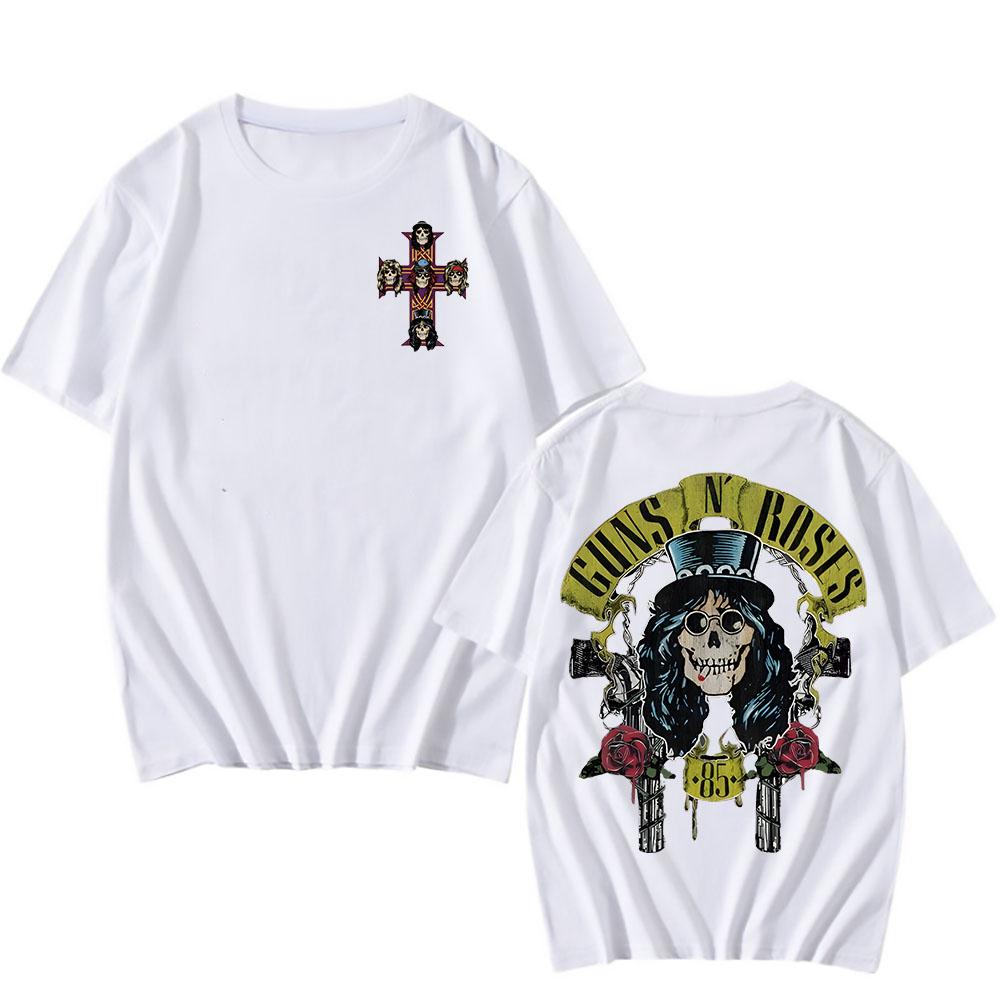Guns N Roses T Shirt Cartoon Print Harajuku Grunge Tee-shirt Camisetas Heavy Metal Music Cotton Tshirt Ropa Hombre Punk Clothing