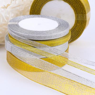 25 ярдов/лот 6 мм-40 мм Золотая серебряная блестящая лента для DIY бантов, поделок, подарочной упаковки, свадебного рождественского украшения, швейные аксессуары