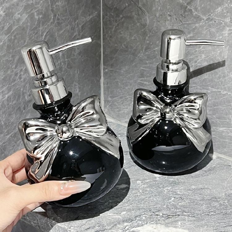Практичный керамический диспенсер для ванной с нажимным насосом, декоративный бантик, органайзер для мыла, бутылка, необходимый элемент домашнего спа