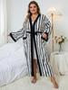 EDOLYNSA Женский кардиган в черно-белую полоску, кимоно, уютная туника большого размера, вечерняя женская одежда в стиле бохо, домашняя одежда, купальник, накидка Q1600
