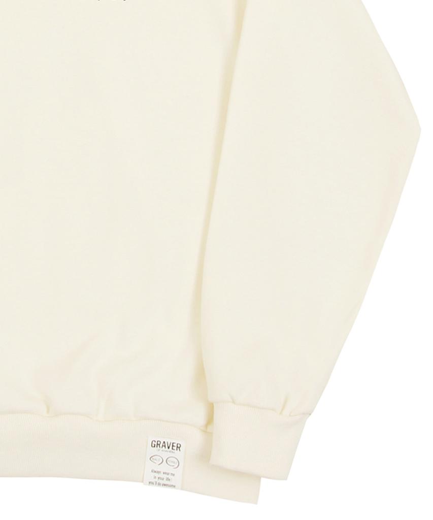 GRAVER [Unisex] Drawing Letter Flower Smile Sweatshirt_Cream/Green Logo