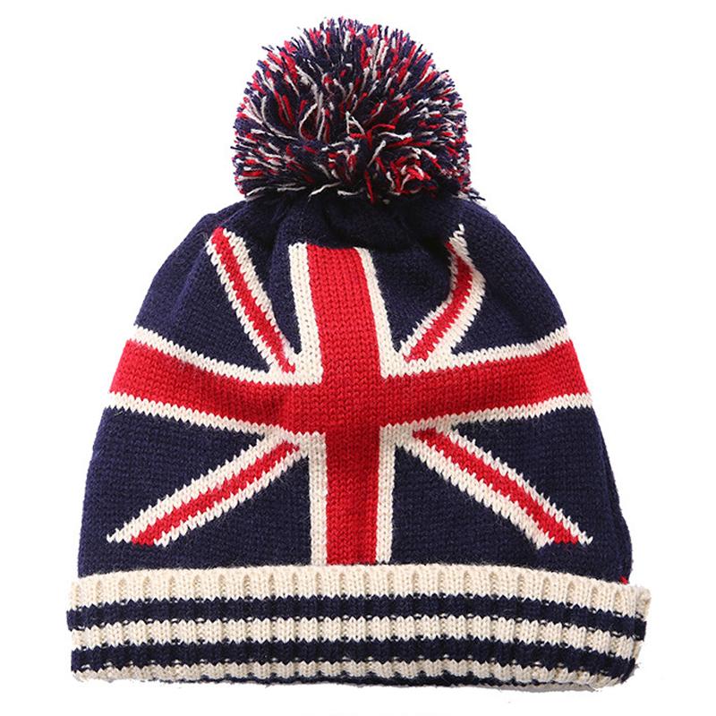 2020Men Winter Ball Knitted Cap For Women Unisex Casual British and American National Flag Hats