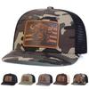 Men Brown Flag Bull Head Leather Patch Baseball Mesh Caps Micro Curved Cap Outdoor Sunscreen Leisure Hat Spring Autumn Travel Tourism Beach Vacation