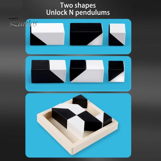 1 комплект, черно-белый строительный блок, головоломка, скрытое здание, кирпич, настольная игра, геометрическая форма, познание, пространственное воображение, тренировка, образовательная игра