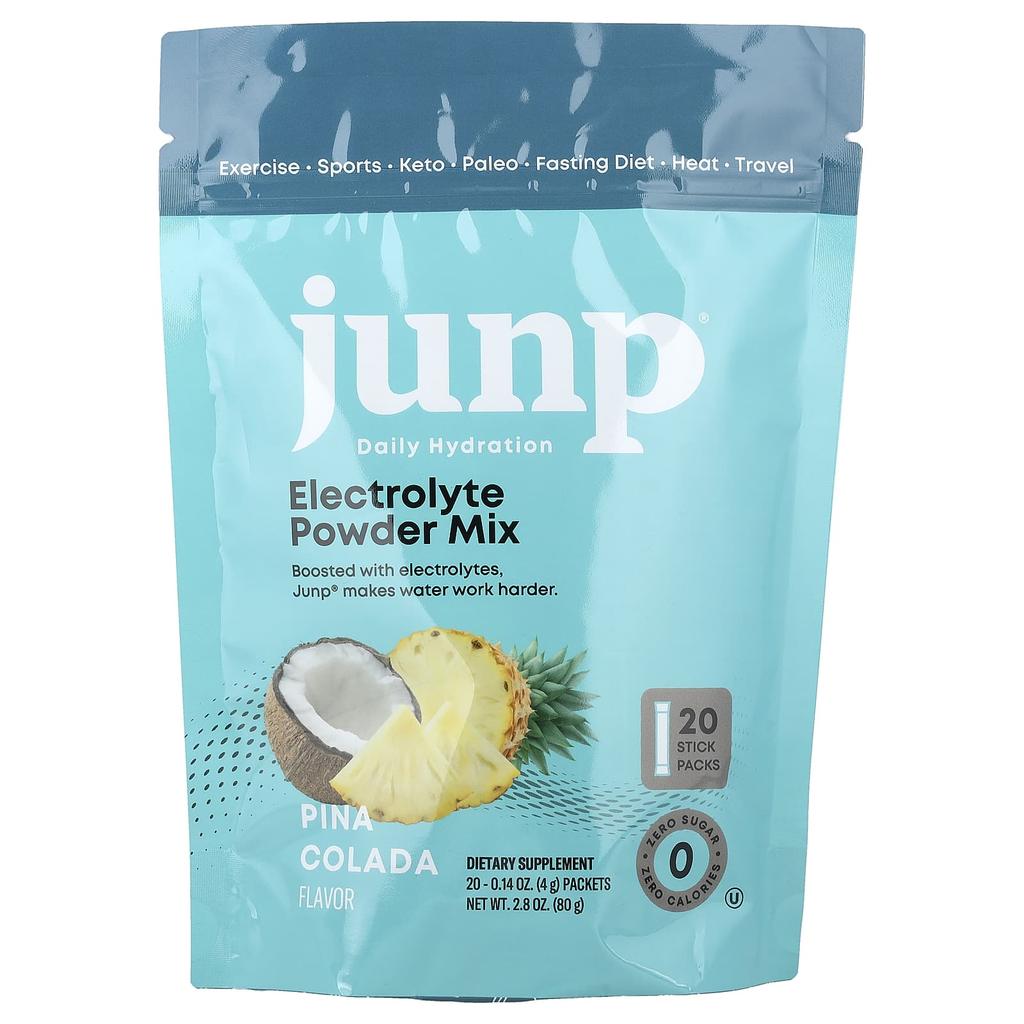 JUNP Hydration Electrolyte Powder Mix, Pina Colada, 20 Stick Packs, 4g (0.14oz) Each