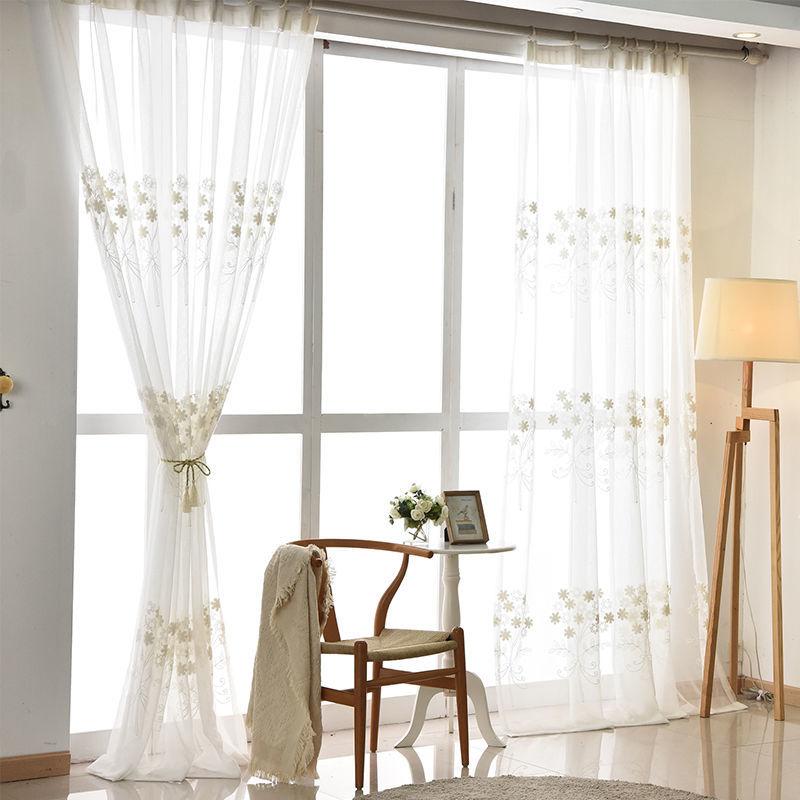 Белый кружевной вышитый цветок дымчатый полузатемняющий экран для оконного экрана, готовый эркер