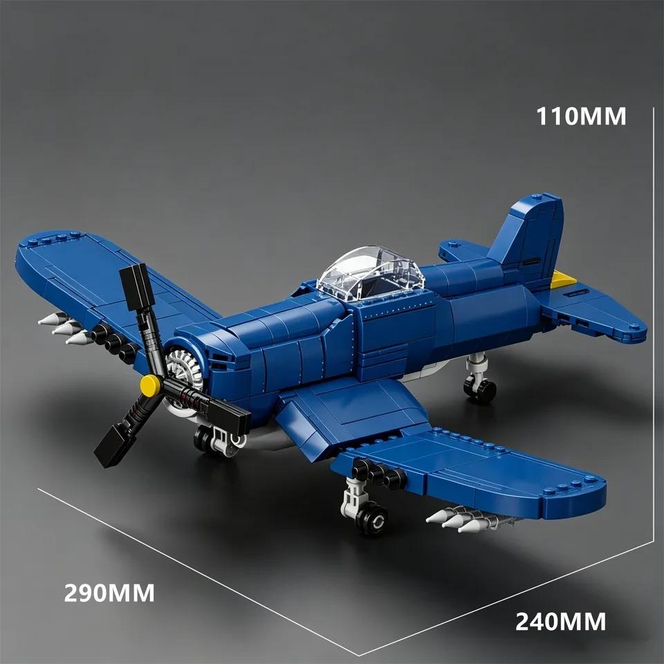 World War Military F4U Corsair Carrier-based Fighter Aircraft Collection Building Blocks Bricks Model Children's Toy Gifts