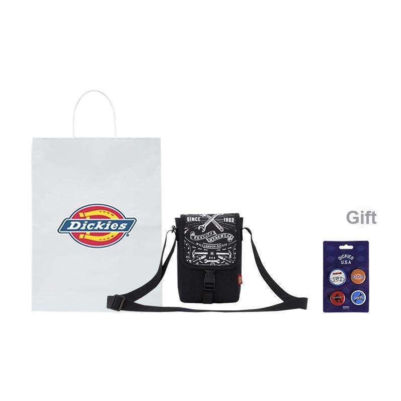 Dickies Waist Flower Series Graffiti Vintage Flap Trendy Waterproof Fabric Crossbody Bag Unisex bags Black DK009681BLK1