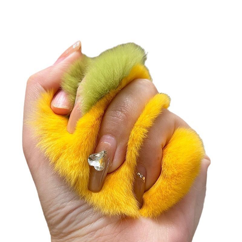 Настоящий Выдровый Кроличий Мех Маленький Манго Автомобильный Брелок Подвеска Ins Милая Плюшевая Кукла Кукла Сумка Сумка Украшение Милый Брелок