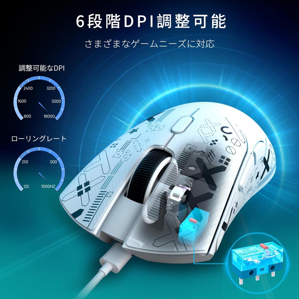 MAMBASNAKE X ATTACK SHARK R1 Gaming Wireless PAW3311 High High Low 18000 DPI TTC Gaming 200 Hours of Continuous Ergonomic Compatible Japanese Mouse,