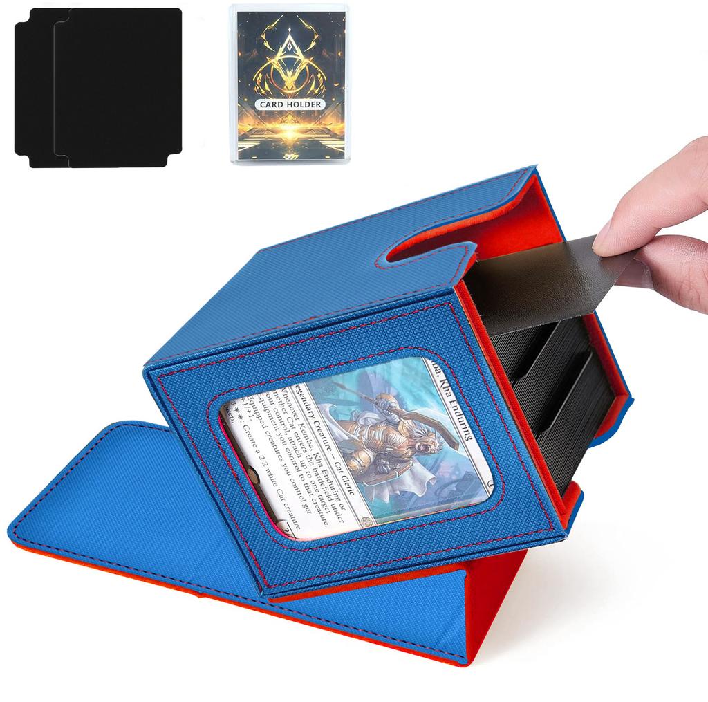 100+ Load Trading Card Deck Box for MTG Commander Display with 2 Dividers Game Sports Card Storage Box PU Magnet Deck Case