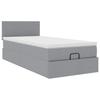 Ottoman Bed with Mattress & LEDs Light Grey 100x200 cm Fabric