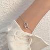 Sterling Silver S925 Silver Bracelet Me and You Bracelet Women's Personalized Design Square Circle Interlocking Diamond Bracelet