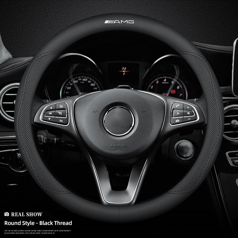 AABCR1 Car Leather Steering Wheel Cover Anti-slip Accessories For Mercedes Benz AMG GLC W203 W206 W220 W205 W211 W212 W201 W210 GLK GLE