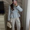 Womens Street Style Stand Collar Jacket Drawstring Waist Slim Fit Casual Outerwear Fall