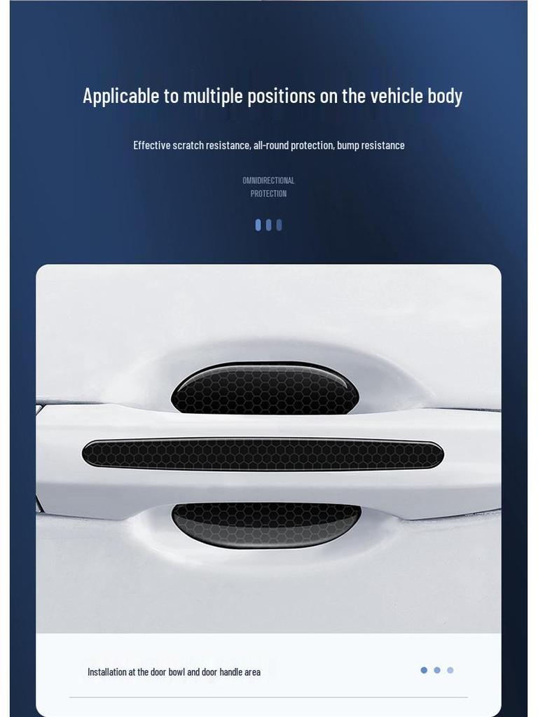 Защитная светоотражающая ромбовидная наклейка на дверную ручку автомобиля - Защита от столкновений и царапин, Черная