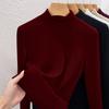Autumn and Winter Women's Clothing Containing Wool and Silk Bottoming Shirt Women's Inner Heating Fleece Warm Turtleneck Top with Fleece and Thicker