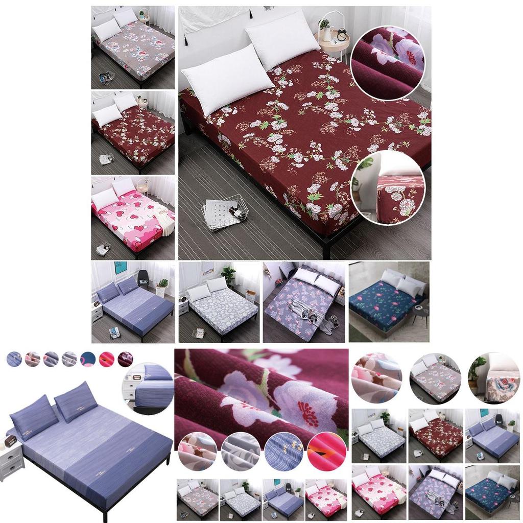 Colorful Floral Mattress Protective Cover Fitted Sheet Dustproof Cover For Bedrooms
