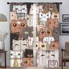 Cute Illustration Blackout Curtains for Living Room Window Curtain Shades Partition Tulle for Bedroom Curtains 2 Pieces Kitchen