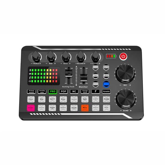 1 комплект микрофонной звуковой карты с 3 портами для прямых трансляций. Система подкастов начального уровня с поддержкой Bluetooth. Профессиональный микшер.