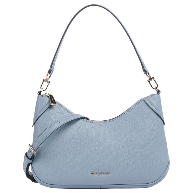 MICHAEL KORS Jet Set zipper closure cow split leather shoulder bag medium women's light blue