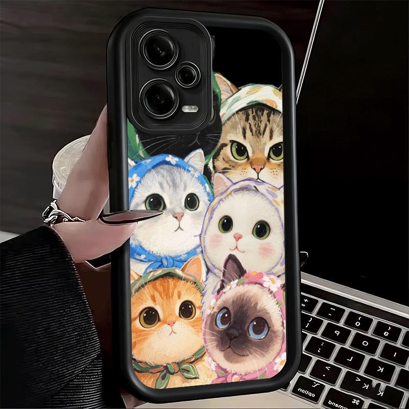 Милый Цветочный Платок Котенка Мягкий Чехол для Телефона для Xiaomi Poco X7 X6 X5 Pro X4 Gt X3 F7 Ultra M8 M7 Redmi 15C 15 14C 13 13C 12 12C