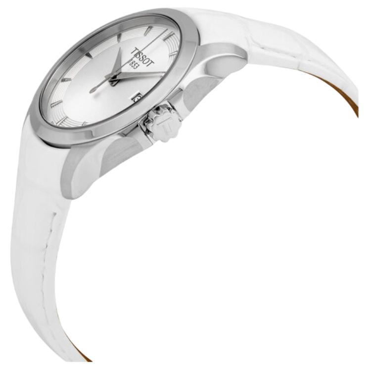 Tissot Женские часы Tissot Couturier с кварцевым механизмом, 32 мм, белый циферблат, корпус из нержавеющей стали, кожаный ремешок T035.210.16.031.00