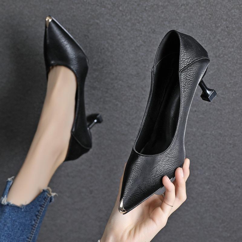Туфли-шпильки с острым носком и высоким каблуком, с неглубоким носком, модная универсальная женская обувь