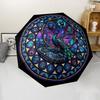 Peacock Glass Circle pattern umbrella, portable and foldable design, 8 ribs, a casual accessory for Halloween, Christmas, and birthday gifts.