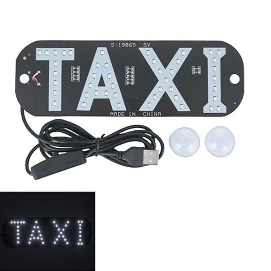 LED Indicator Light Waterproof Lamp with Car Windshield Light USB Power Taxi Sign Stickers for Ride-Hailing