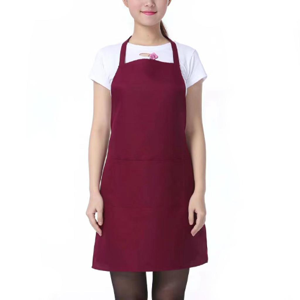 Однотонный водонепроницаемый фартук с карманом, стойкий к воздействию масел и загрязнений, нагрудник со шнуровкой, дышащий, многоразовый фартук, кухонные принадлежности