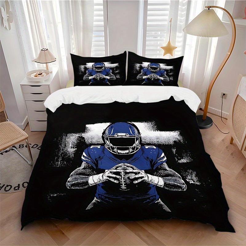 3pcs set Football Player 1 Quilt Cover + 2 Pillowcases, All Seasons Bedroom Setting, Perfect for Home and Dorm Decor a167