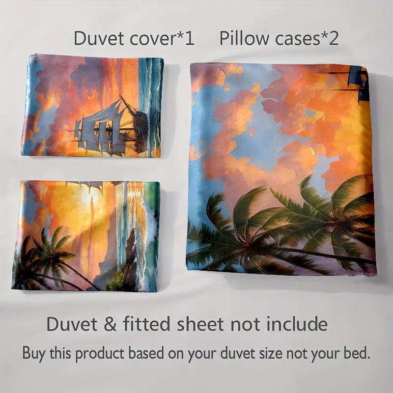 Sailing ship sunset. Bedding Duvet cover sets Duvet covers Pillowcases gifts (1 * Duvet Cover 2 * Pillowcases, without duvet insert)