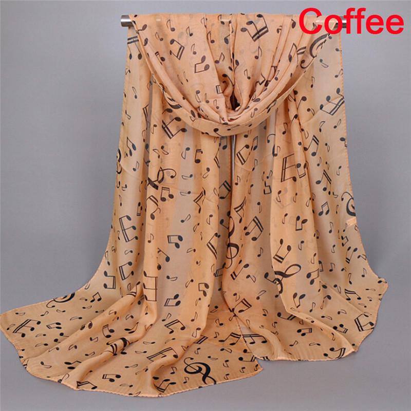 Womens Fashion Scarves Musical Note Print Ladies Soft Chiffon Infinity Scarf New