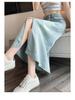 2025 Plus Size Slimming Denim Skirt - Women's Summer Thin Style with Side Slit, Hot Girl Design, Popular Mid-Length.