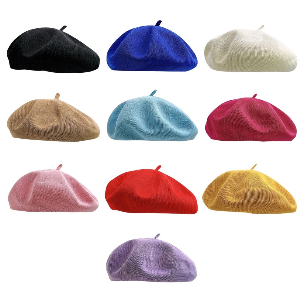 Knitted Berets Hat for Women Cotton Yarn Summer Beret Dome Painter Hat for Spring and Summer