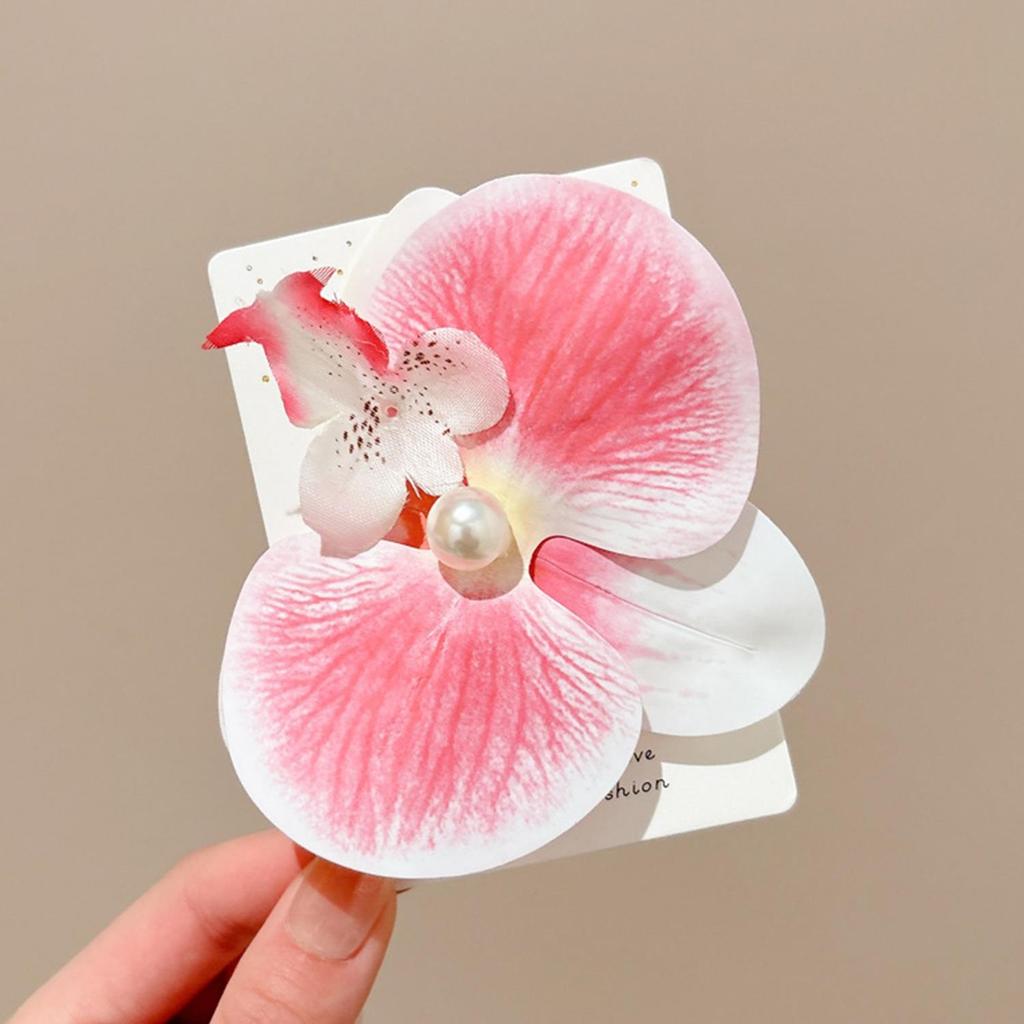 Phalaenopsis Pearl Duckbill Clip Women Hair Clip Butterfly Orchid Hairpin Seaside Vacation Flower Barrettes Hair Accessories