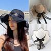 Floppy Foldable Ladies Women Straw Beach Sun Hat Ladies Summer Travel Wide Brim Caps
